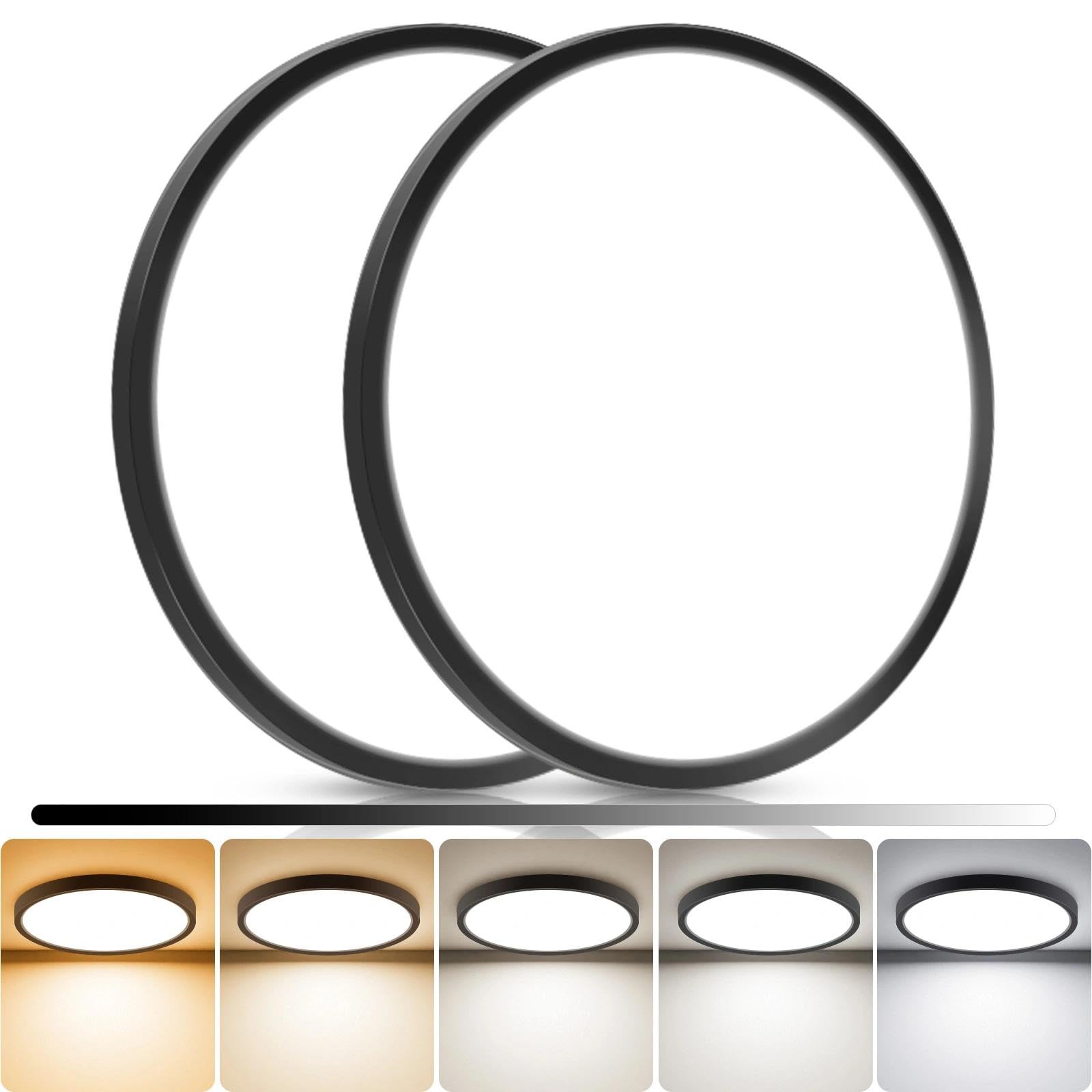 libtit 4Pack 7inch LED Flush Mount Ceiling Light, Dimmable & 5Color Temperatures (3000K-6500K), 15W Round Slim White Light Fixture for Closet Hallway Kitchen Bathroom Laundry