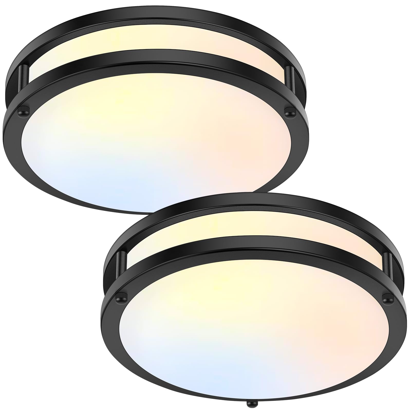 36W LED Ceiling Lights 3600lm Super Bright, Dimmable Flush Mount Light Fixtures 6500K/5000K/4000K/3000K/2700K Adjusted Modern Ceiling Lights 2PACK, 13 Inch Ceiling Lamps for Bedroom Kitchen, Nickle