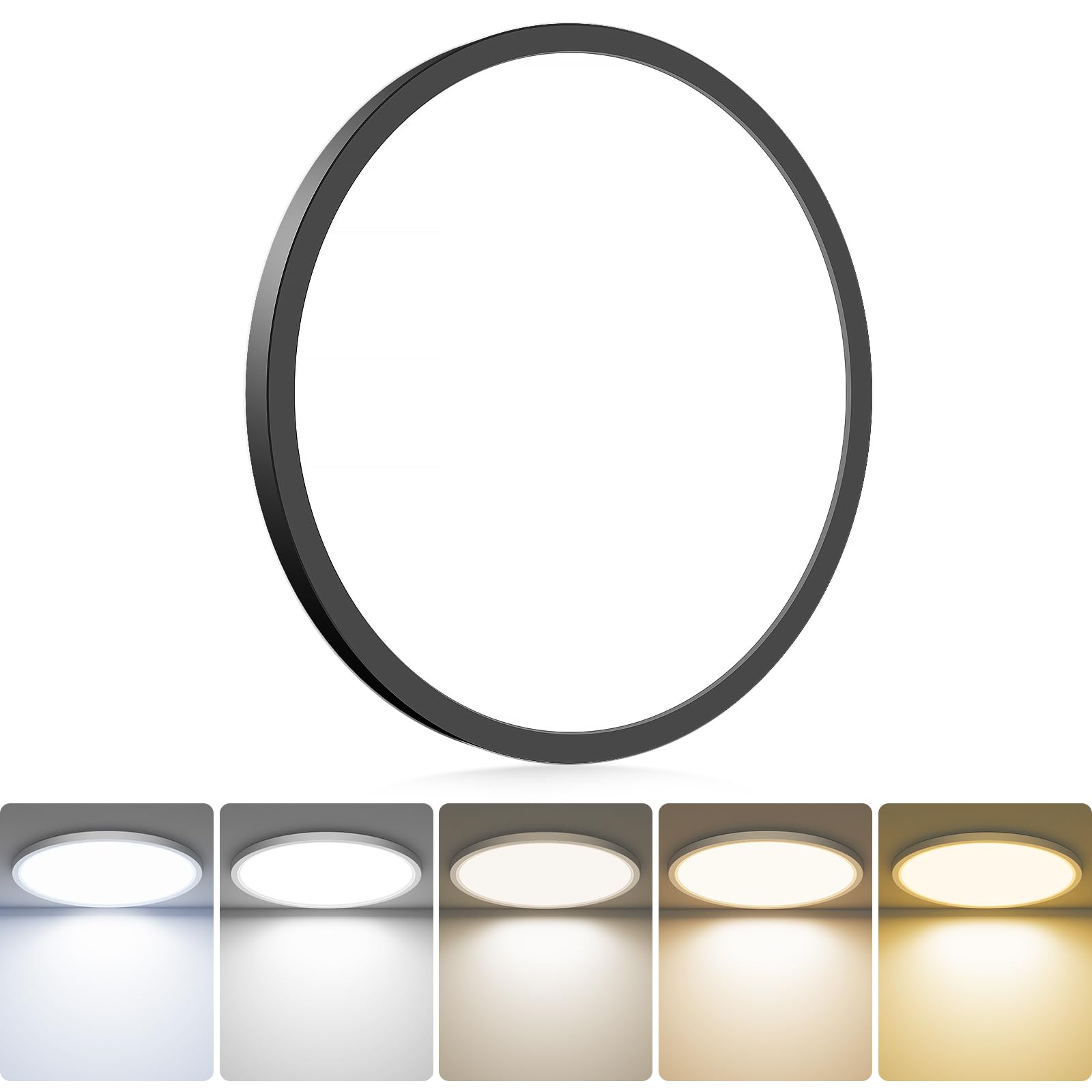 hepside 2Pack LED Flush Mount Ceiling Light Fixture, 12Inch 24W, Dimmable&3000K/3500K/4000K/5000K/6500K Adjustable Low Profile Ceiling Lights, White Round Flat Ceiling Light for Closet,Kitchen,Hallway