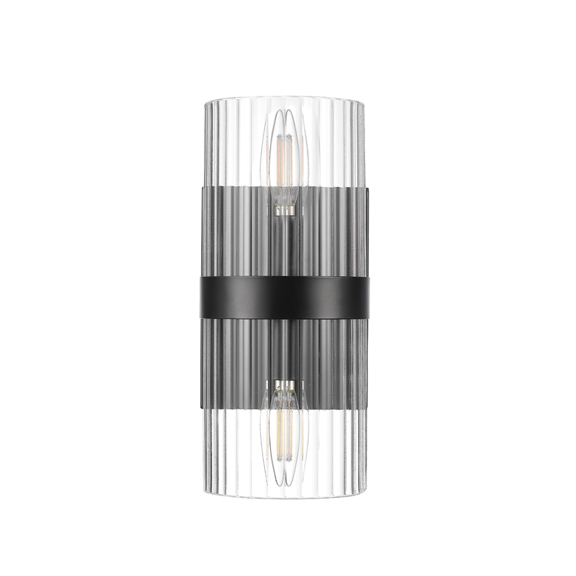 Globe Electric 51367 1-Light Wall Sconce, Matte Black, Gold Accent Socket, Clear Glass Shade, Wall-Lamp Dimmable, Lights for Bedroom, Kitchen Sconces Lighting, Home Decor, Bulb Not Included