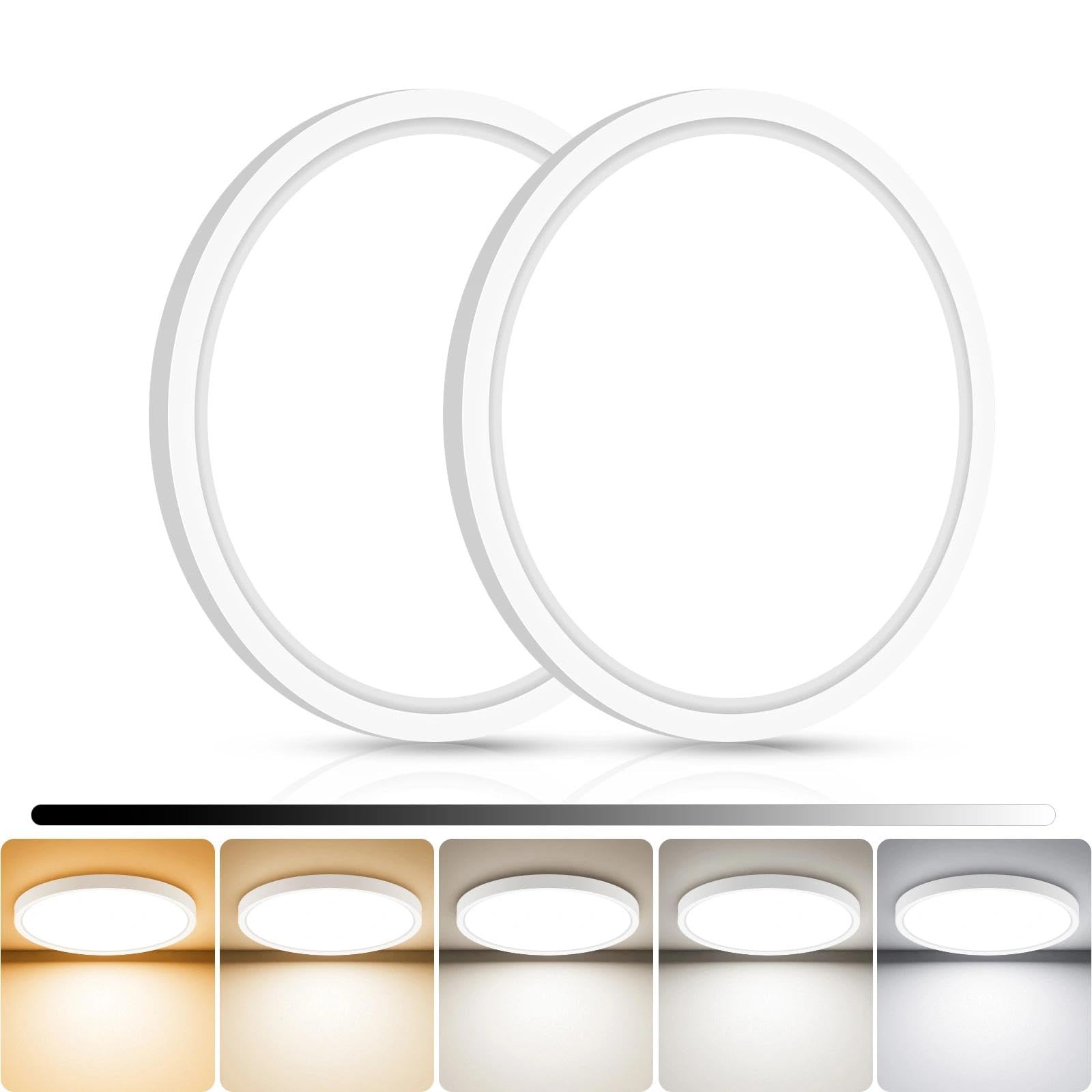 libtit 4Pack 7inch LED Flush Mount Ceiling Light, Dimmable & 5Color Temperatures (3000K-6500K), 15W Round Slim White Light Fixture for Closet Hallway Kitchen Bathroom Laundry