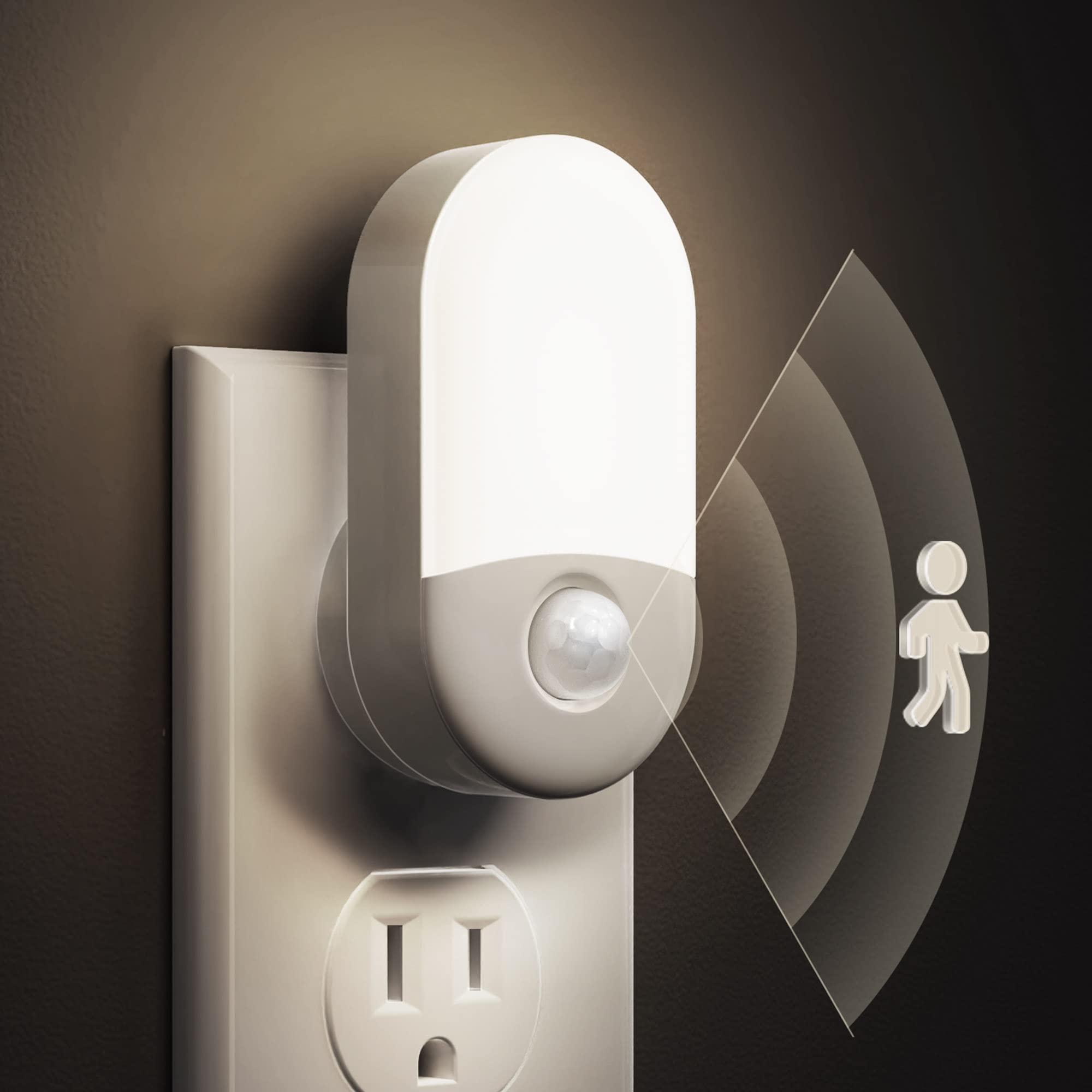 L LOHAS LED Motion Sensor Night Light, Motion Activated Night Light, 4Pack, 3000K Warm White, Night Lights Plug into Wall Motion Sensor, 30/60LM Adjustable Brightness, for Kids Adults Bathroom Kitchen