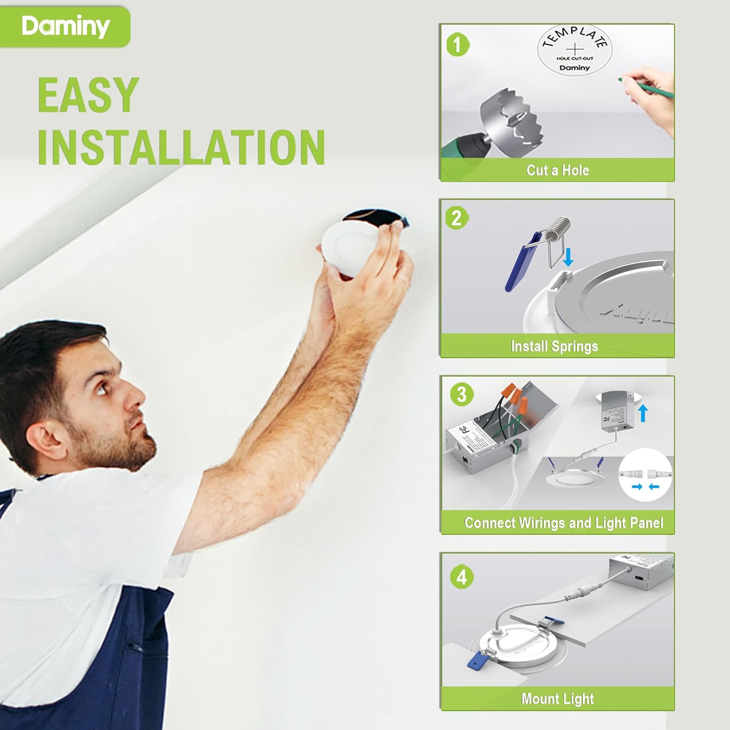 DAMINY 24 Pack 6 Inch LED Recessed Lighting with Junction Box,5CCT,Ultra-Thin Recessed Light,10W 1100LM, Dimmable Canless Wafer Ceiling Light, High Brightness