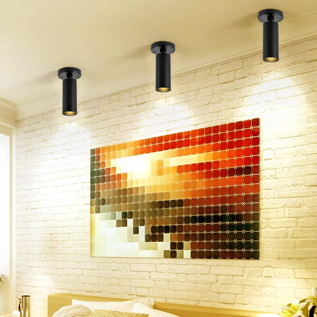 LED Ceiling Spotlight 5CCT 2700K/3000K/3500K/4000K/6000K Selectable Dimmable,Spot Light Indoor Adjustable Flush Mount Lights Fixture 12W CRI 90+, Black, 1 Pack Tilt Angle Accent Lighting