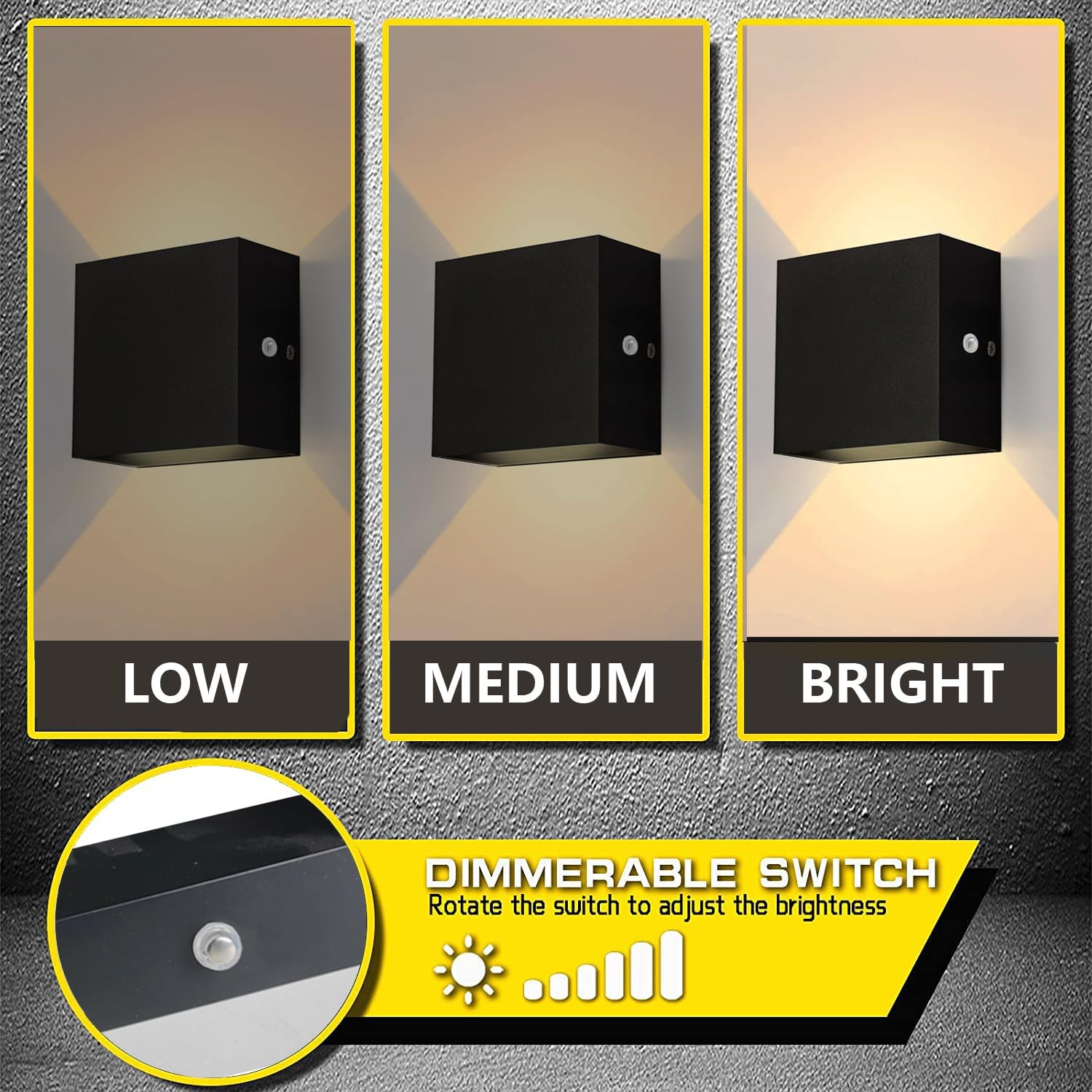 Indoor Dimmable Wall Sconces with Switch, Black Modern LED Wall Sconce Hardwired Set of 2 Up and Down Wall Mount Light, for Living Room Bedroom Hallway Corridor Warm White (Type B 2pack, 3000K)