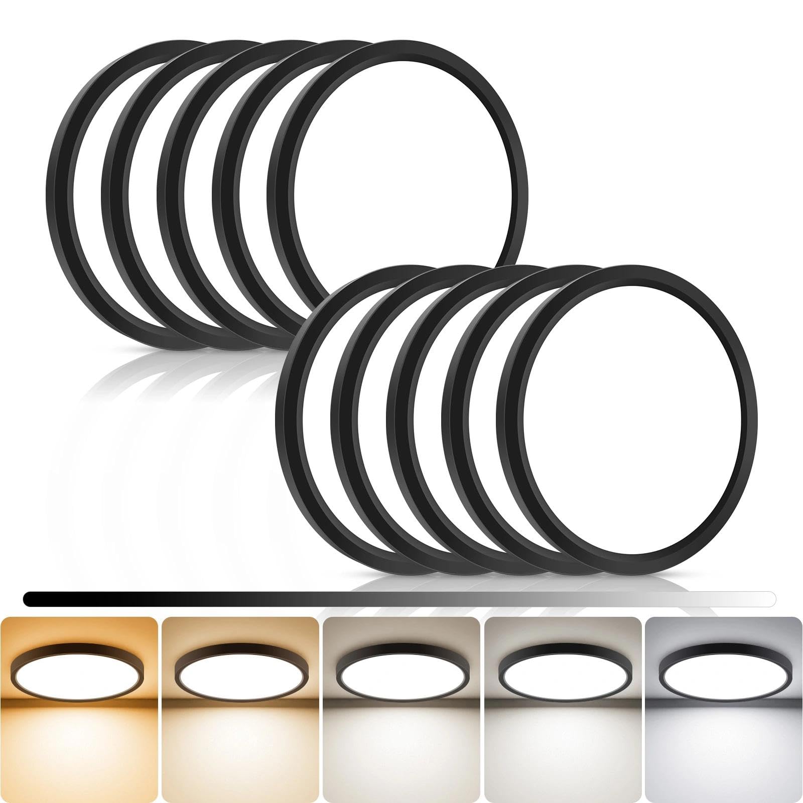 libtit 4Pack 7inch LED Flush Mount Ceiling Light, Dimmable & 5Color Temperatures (3000K-6500K), 15W Round Slim White Light Fixture for Closet Hallway Kitchen Bathroom Laundry