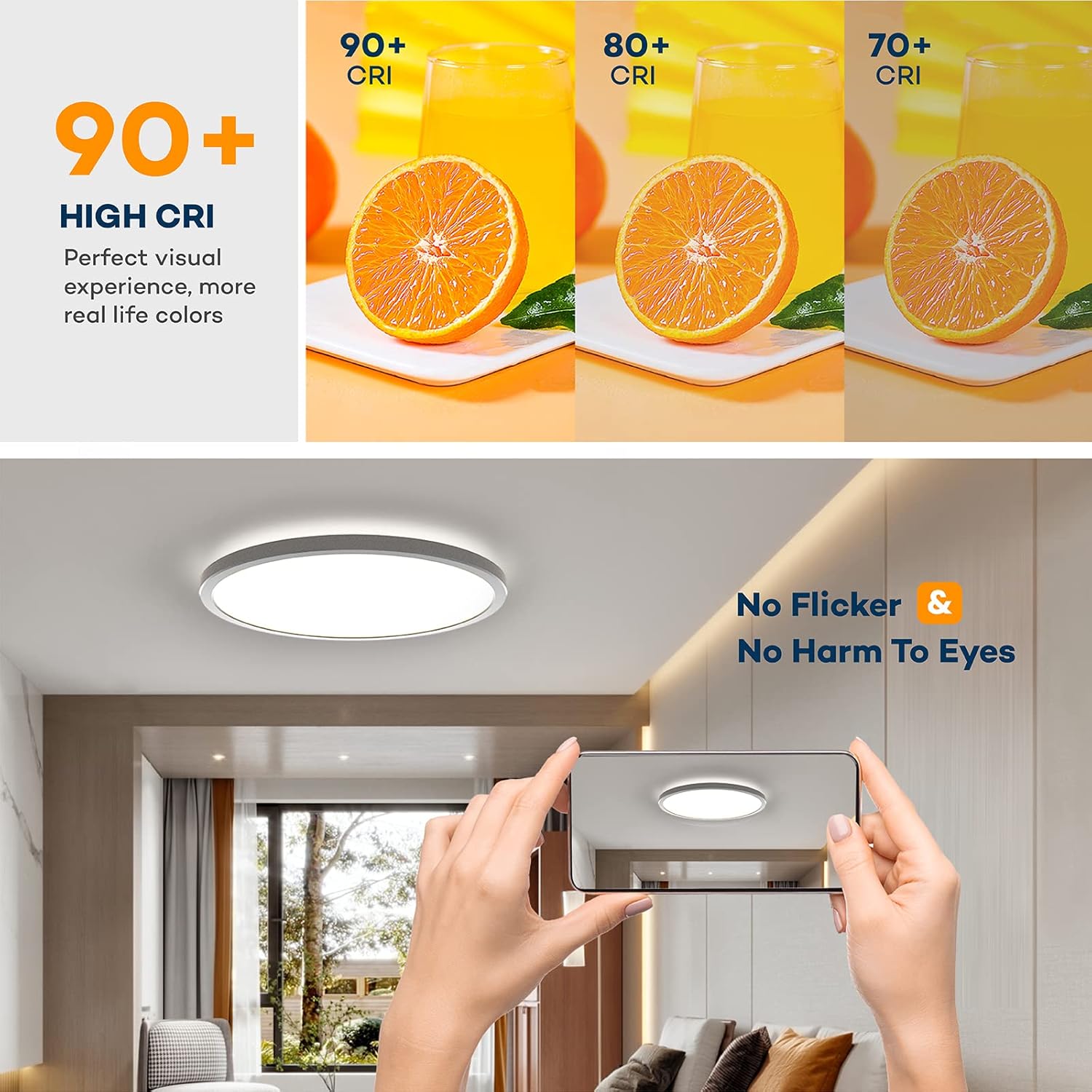 BLNAN Dimmable LED Flush Mount Ceiling Light Fixture with Remote Control, 12Inch 3000K-6500K Light Color Adjustable, Modern Ultra-Thin Ceiling Lamp for Bedroom Kitchen, Wired