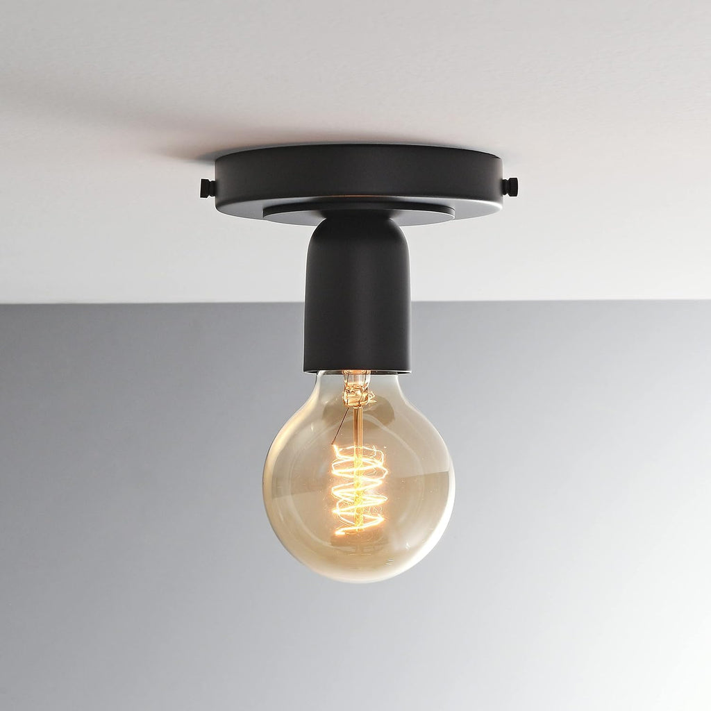 BRIGHTTIA Luna Uno 1-Light Wall Sconce - Mid Century Industrial Modern Flush Mount Fixture for Wall & Ceiling - Minimalist Lamp for Bathroom and Small Spaces - Matte Black (BC0026-1B)