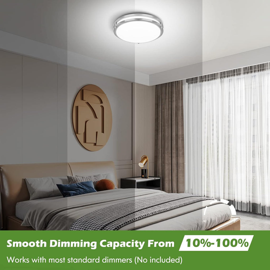 2-Pack 36W LED Ceiling Light Fixture (450W Equiv), 12IN Modern Flush Mount Ceiling Lights, Dimmable Ceiling Lamps Super Bright 3200LM, 3000K/4000K/5000K Adjustable for Bedroom Kitchen Bathroom Hallway