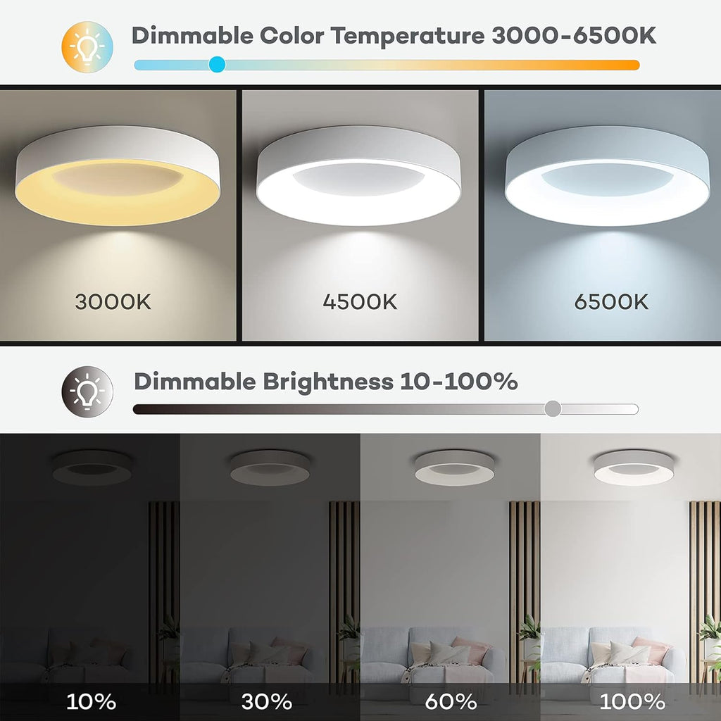 Annaror RGB Flush Mount Ceiling Light with Remote Control, 2400LM Dimmable Ceiling Light Fixture, 3000K-6500K Modern Low Profile Ceiling Lights for Bedroom Kids Room, 11in White