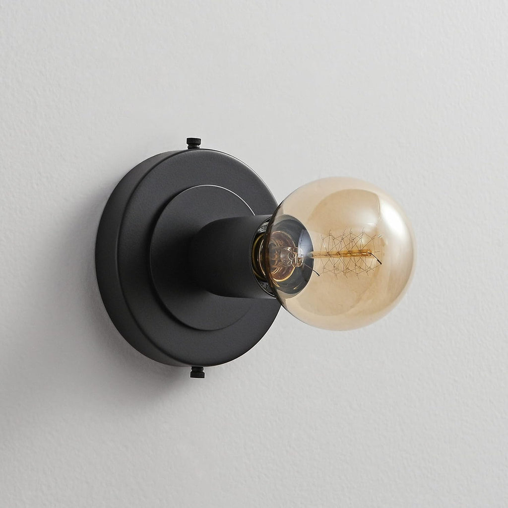 BRIGHTTIA Luna Uno 1-Light Wall Sconce - Mid Century Industrial Modern Flush Mount Fixture for Wall & Ceiling - Minimalist Lamp for Bathroom and Small Spaces - Matte Black (BC0026-1B)