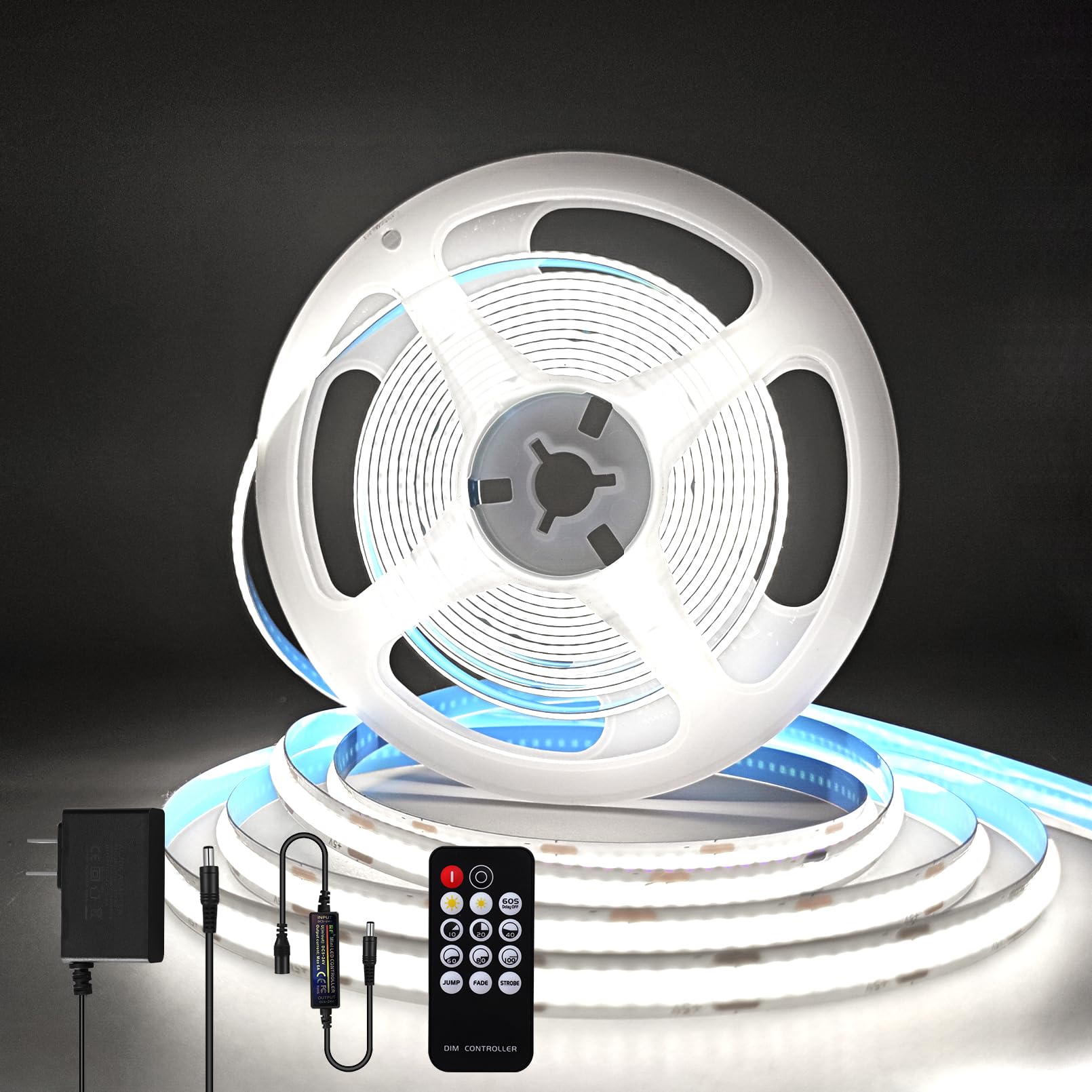 ZSLAIFU A 5V USB LED Light Strip, COB LED Strip Lights, White 5V LED Lights, Small LED Strip Light, TV Lights for TV Under Cabinet Kitchen Living Room Shelving or Displays (White, 3.28ft)