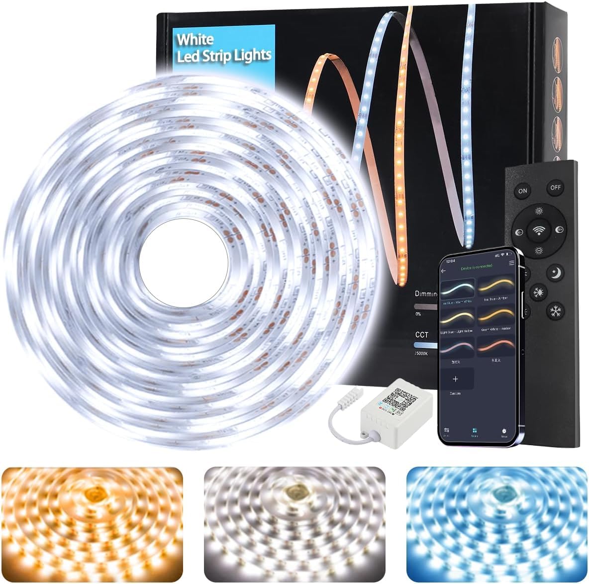 Tenmiro Led Lights for Bedroom 100ft (2 Rolls of 50ft) Music Sync Color Changing Strip Lights with Remote and App Control RGB Strip, for Room Home Party Decoration