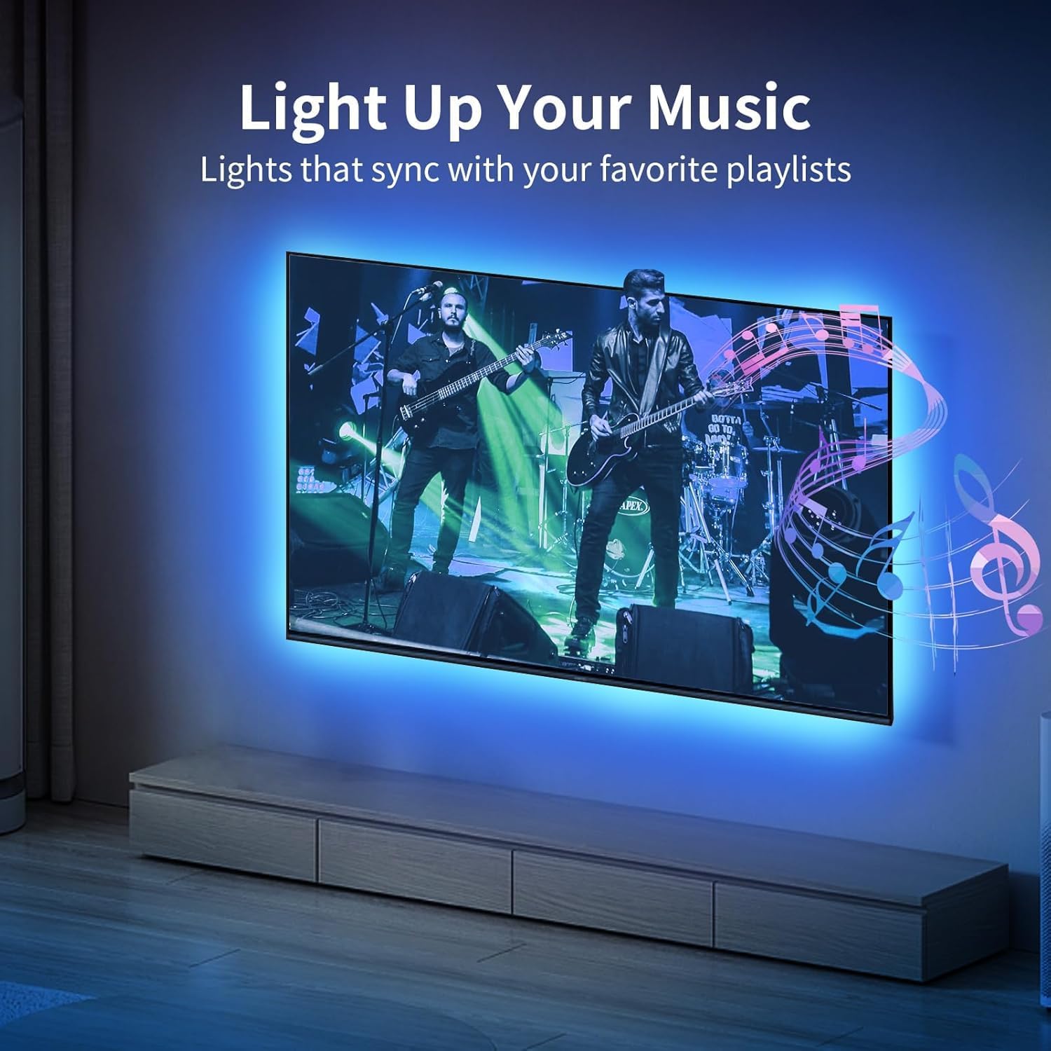 KSIPZE LED Lights for TV, 16.5ft TV led Backlight for 45-75 Inch TVs RGB TV Backlight Behind Music Sync Smart APP & Button Control TV LED Strip Lights USB Powered for Bedroom/Gaming