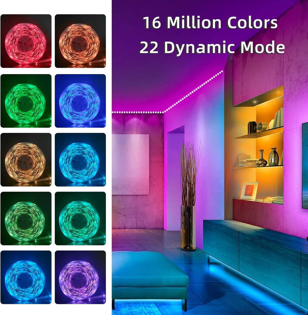 Lcutml 100FT Smart LED Strip Lights , RGB Strip Lights Sync to Music with 40 Key Remote Controller LED Lights for Bedroom, Christmas Lights decration (Multi-Colored, 100FT)
