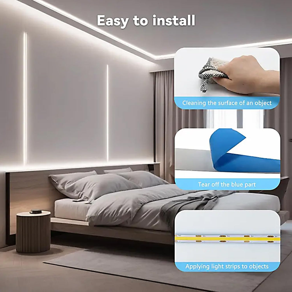ZSLAIFU A 5V USB LED Light Strip, COB LED Strip Lights, White 5V LED Lights, Small LED Strip Light, TV Lights for TV Under Cabinet Kitchen Living Room Shelving or Displays (White, 3.28ft)
