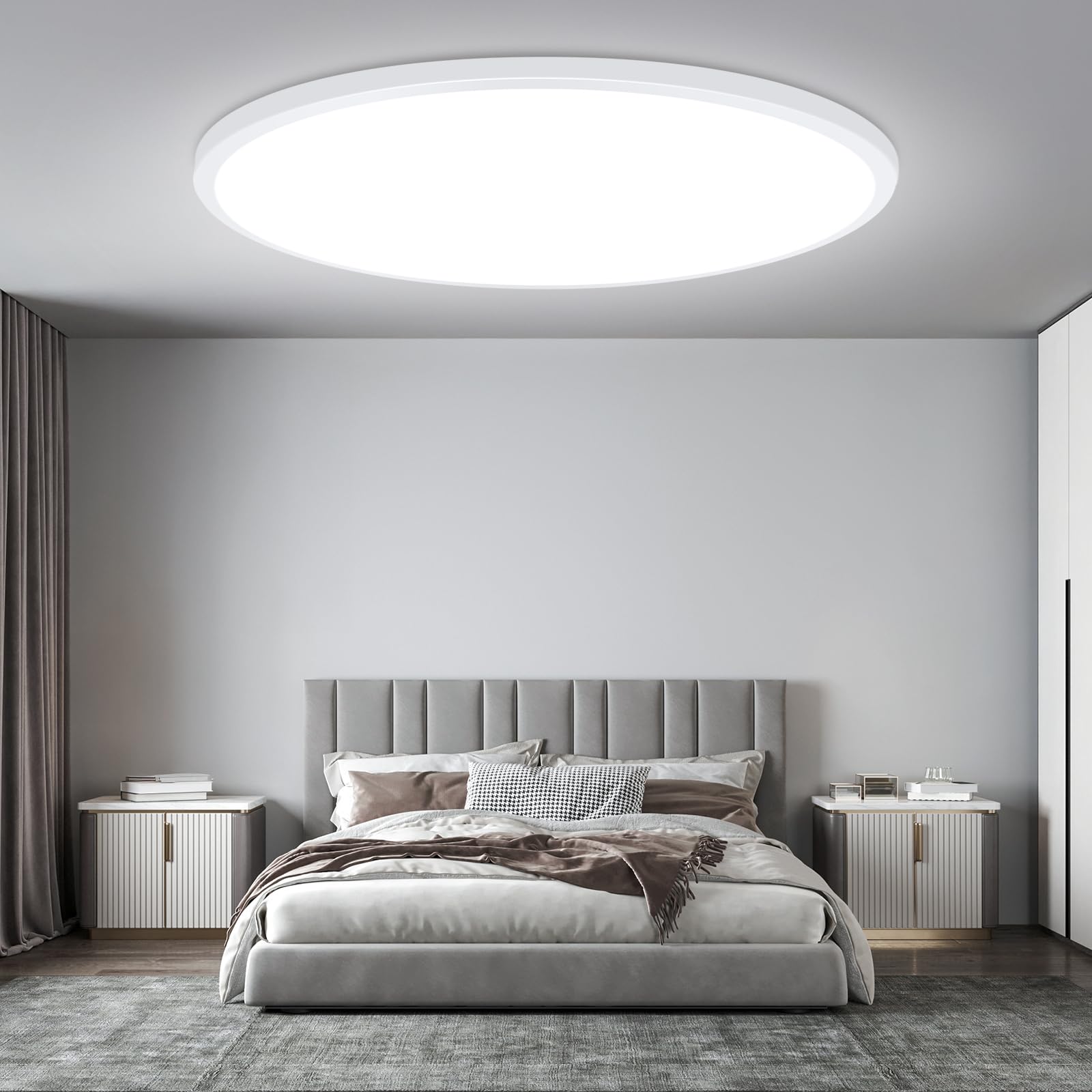 Brightever 4Pack LED Flush Mount Ceiling Light Fixture, 12 Inch 24W, Super Slim 0.67 Inch, 3200LM, Dimmable & 2700K-6500K 5 Color Selectable LED Ceiling Lights for Bedroom