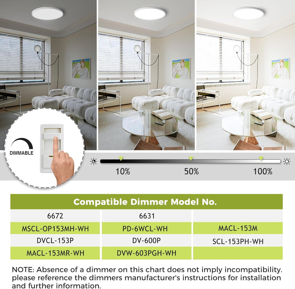 hepside 2Pack LED Flush Mount Ceiling Light Fixture, 12Inch 24W, Dimmable&3000K/3500K/4000K/5000K/6500K Adjustable Low Profile Ceiling Lights, White Round Flat Ceiling Light for Closet,Kitchen,Hallway