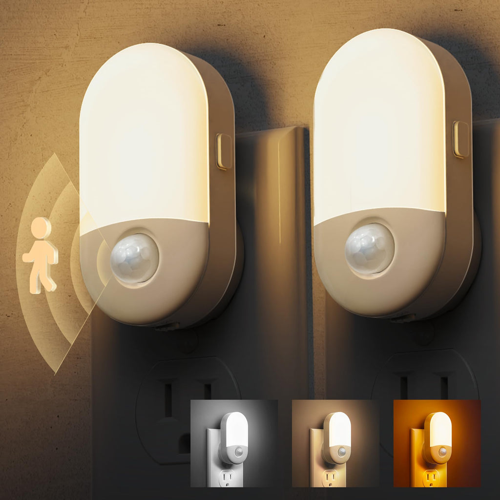 L LOHAS LED Motion Sensor Night Light, Motion Activated Night Light, 4Pack, 3000K Warm White, Night Lights Plug into Wall Motion Sensor, 30/60LM Adjustable Brightness, for Kids Adults Bathroom Kitchen