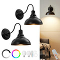 Lightess Dimmable Wall Sconces with Switch, Industrial Gooseneck Wall Light with Dimmer, Black Wall Mounted Bedside Lamps Set of Two