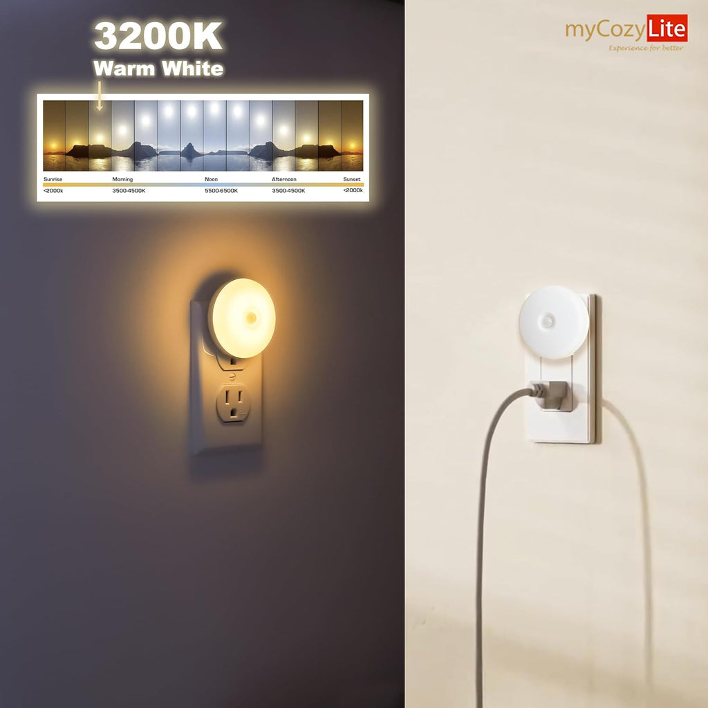 Motion Sensor Night Light, 2 Pack Motion Activated Night Light Plug in, Automatic ON OFF, 3200K Warm Hue, LED Nightlights Plug into Wall, for Bathroom, Kitchen, Bedroom, Kids room, Hallway, Stairway