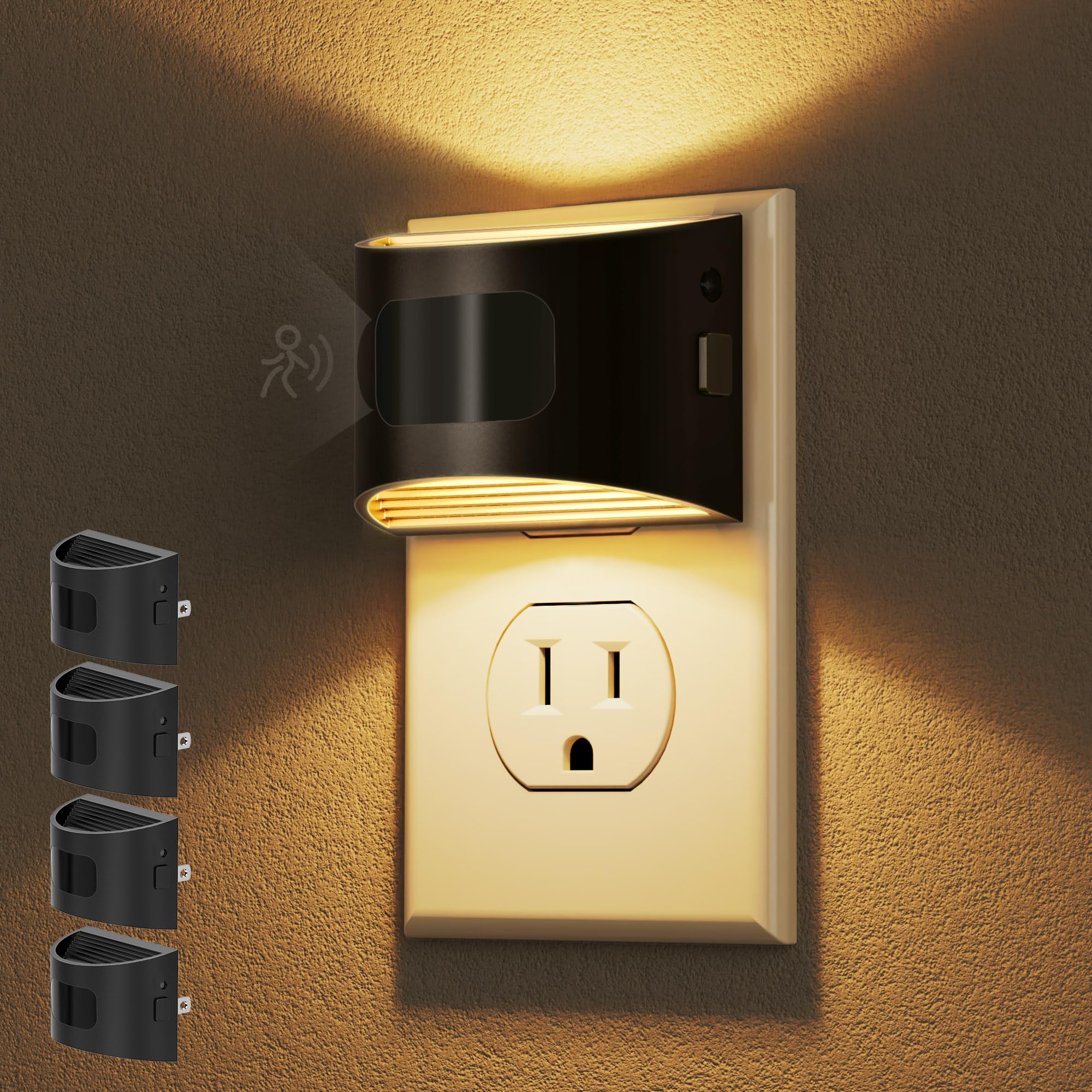 DORESshop LED Night Light[2 Pack], Night Lights Plug into Wall, 3 Mode Plug in Night Light with Motion Sensor, Dusk to Dawn Sensor, Nightlights for Adults, Bedroom, Bathroom, Hallway