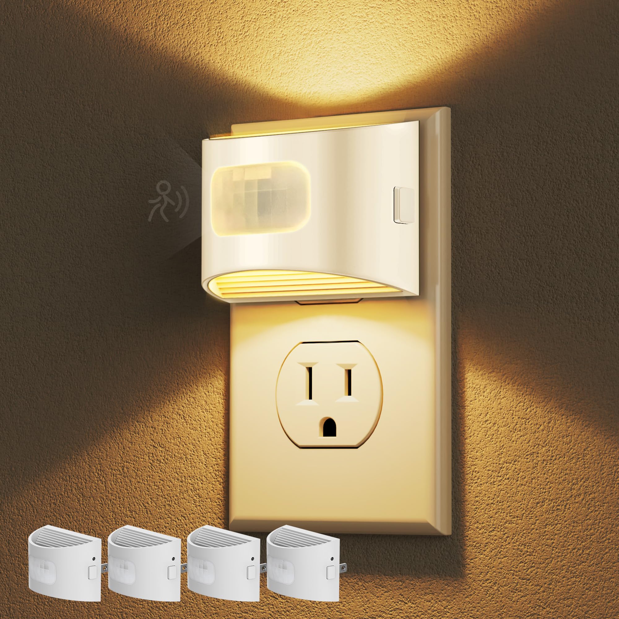 DORESshop LED Night Light[2 Pack], Night Lights Plug into Wall, 3 Mode Plug in Night Light with Motion Sensor, Dusk to Dawn Sensor, Nightlights for Adults, Bedroom, Bathroom, Hallway