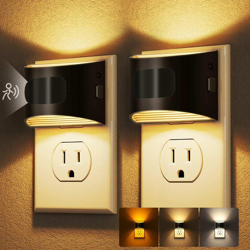 DORESshop LED Night Light[2 Pack], Night Lights Plug into Wall, 3 Mode Plug in Night Light with Motion Sensor, Dusk to Dawn Sensor, Nightlights for Adults, Bedroom, Bathroom, Hallway