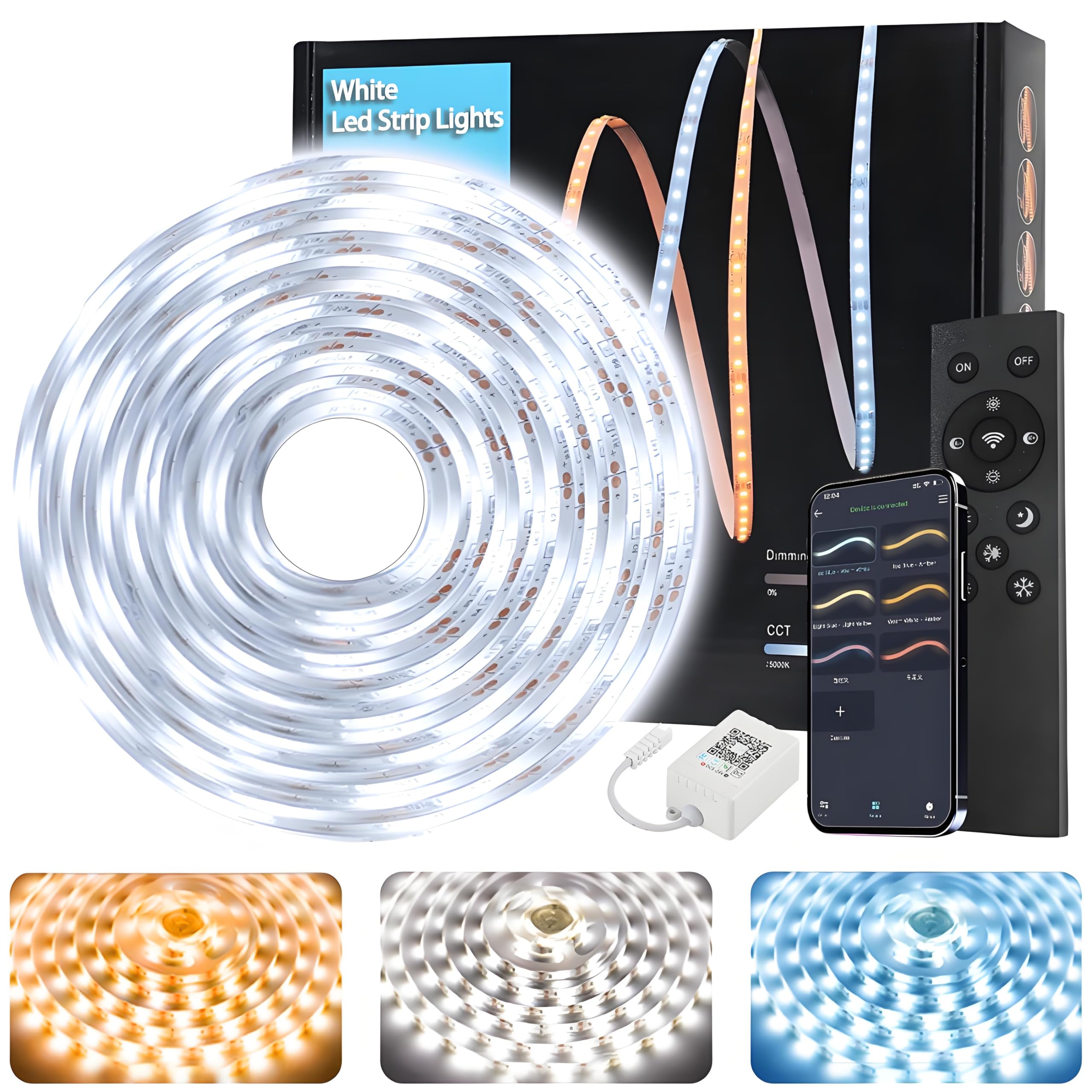 Tenmiro Led Lights for Bedroom 100ft (2 Rolls of 50ft) Music Sync Color Changing Strip Lights with Remote and App Control RGB Strip, for Room Home Party Decoration