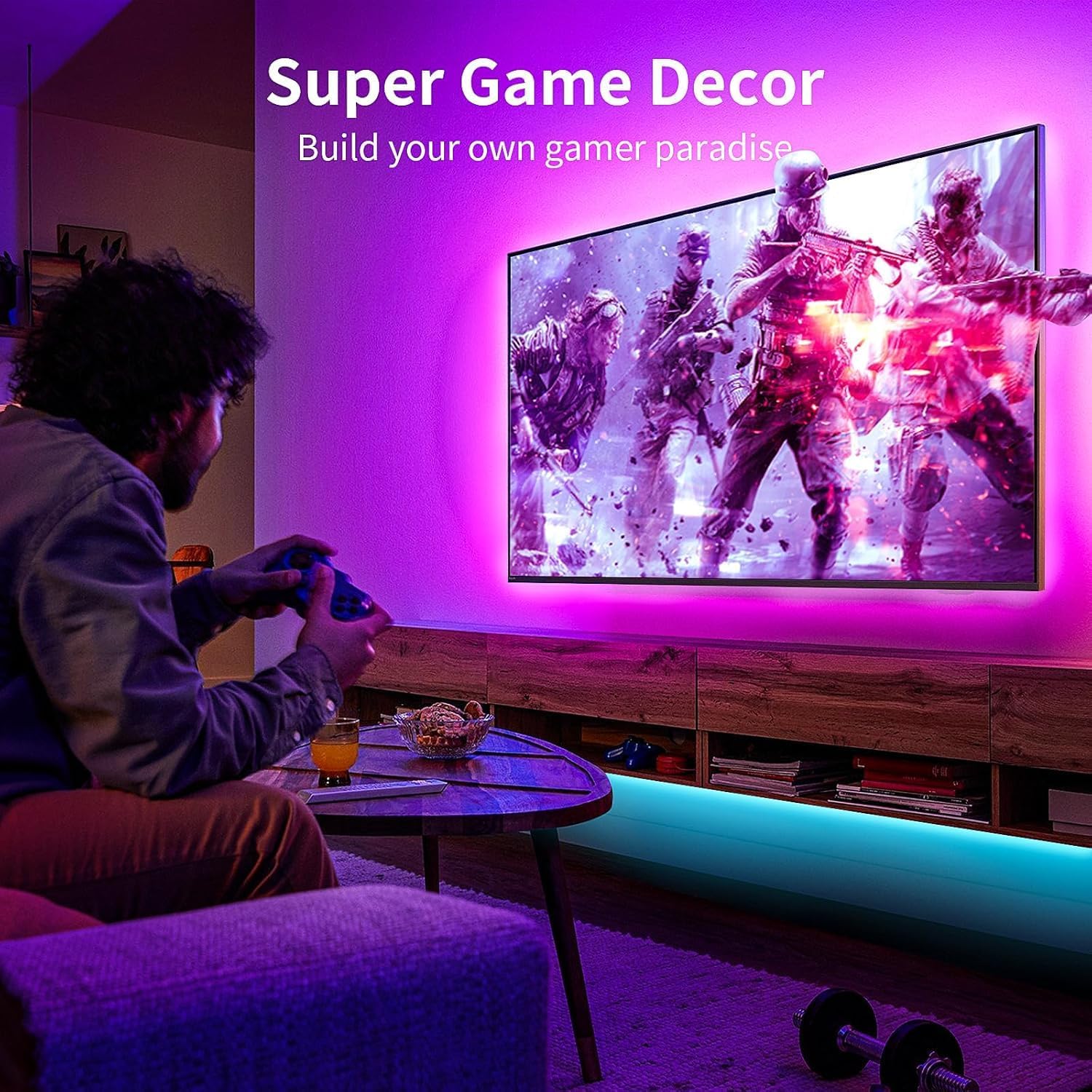 KSIPZE LED Lights for TV, 16.5ft TV led Backlight for 45-75 Inch TVs RGB TV Backlight Behind Music Sync Smart APP & Button Control TV LED Strip Lights USB Powered for Bedroom/Gaming