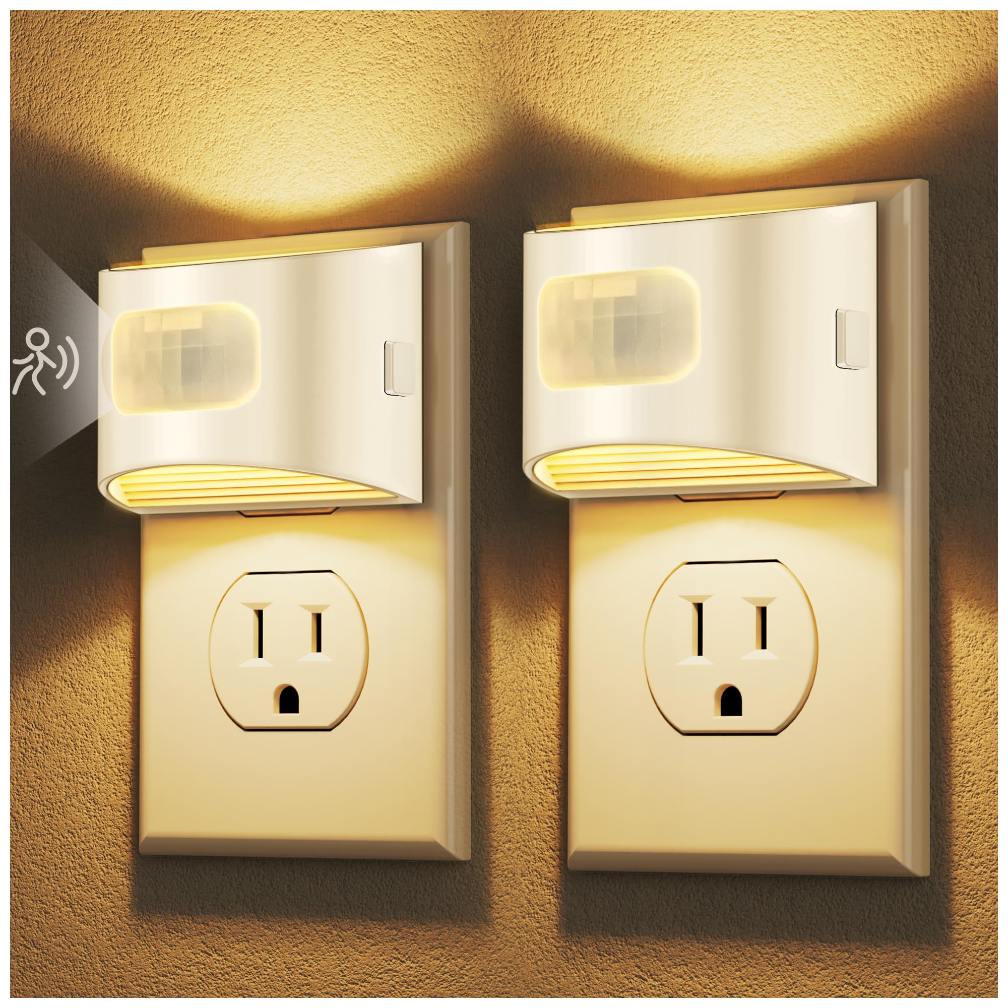 DORESshop LED Night Light[2 Pack], Night Lights Plug into Wall, 3 Mode Plug in Night Light with Motion Sensor, Dusk to Dawn Sensor, Nightlights for Adults, Bedroom, Bathroom, Hallway