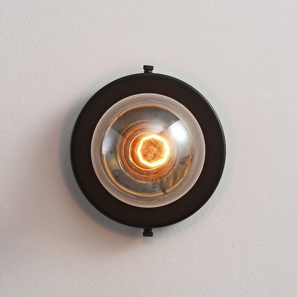 BRIGHTTIA Luna Uno 1-Light Wall Sconce - Mid Century Industrial Modern Flush Mount Fixture for Wall & Ceiling - Minimalist Lamp for Bathroom and Small Spaces - Matte Black (BC0026-1B)