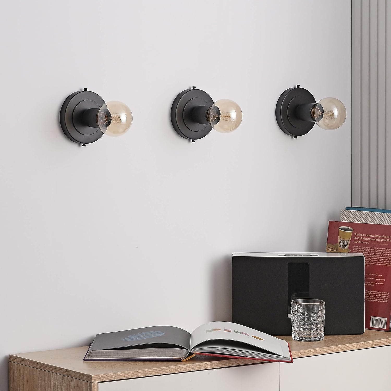 BRIGHTTIA Luna Uno 1-Light Wall Sconce - Mid Century Industrial Modern Flush Mount Fixture for Wall & Ceiling - Minimalist Lamp for Bathroom and Small Spaces - Matte Black (BC0026-1B)